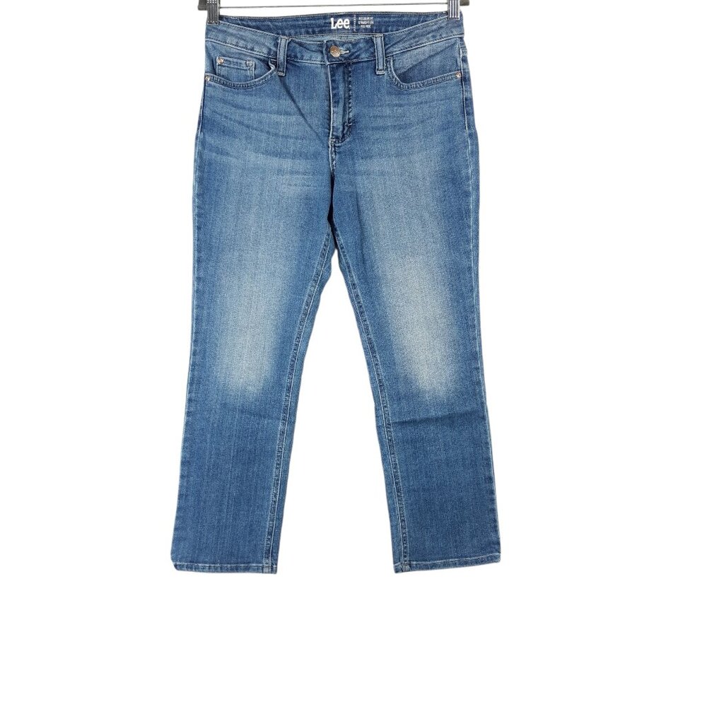 Lee Women's Regular Fit Straight Leg Mid-Rise Jeans Denim Ankle Length Size 6P